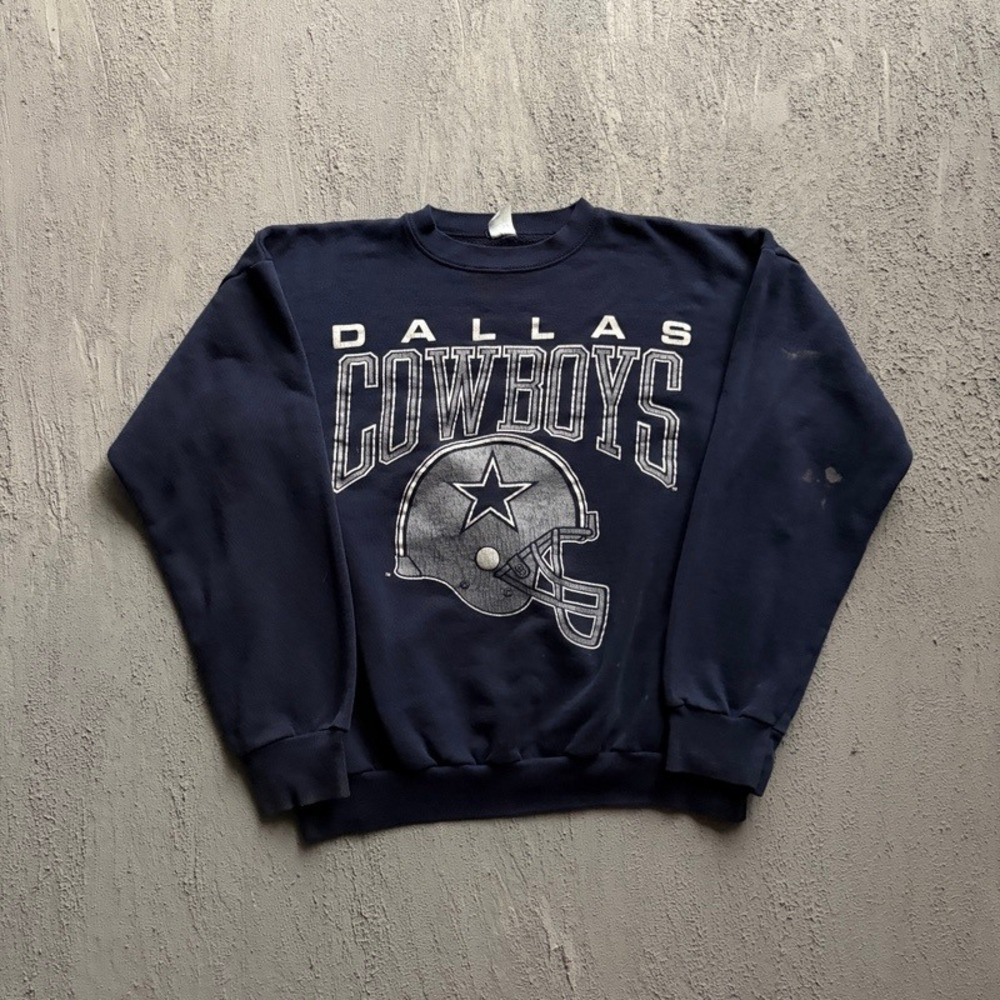 Vintage Dallas Cowboys Sweatshirt Large Blue 1980s NFL Football